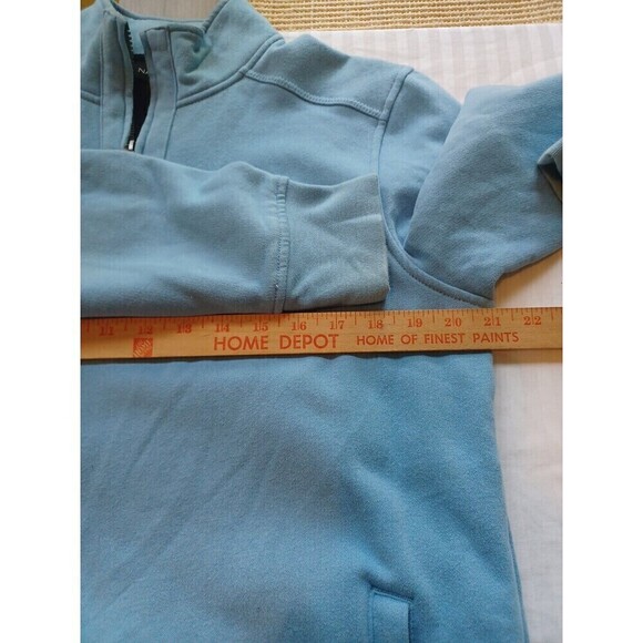 Nautica mens 1/4 zip blue pullover M sweatshirt logo pockets classic layer - Picture 10 of 12